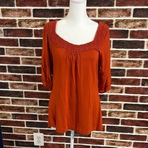 Banana Republic Rust Tunic with Crochet Neckline